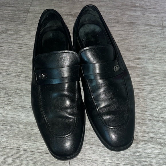 Salvatore Ferragamo mens Dress Slip On Loafers black w/ Silver logo 8 (wide) - Picture 3 of 10